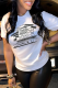 White Casual Street Print Patchwork Letter O Neck T-Shirts