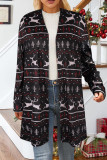 Red Casual Print Cardigan Outerwear