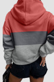 Pink Casual Print Patchwork Hooded Collar Tops