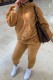 Camel Casual Solid Patchwork Hooded Collar Long Sleeve Two Pieces