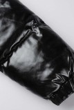 Gold Casual Solid Patchwork Mandarin Collar Outerwear