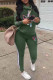 Army Green Street Print Patchwork Long Sleeve Two Pieces