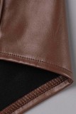 Brown Sexy Solid Patchwork Backless Slit Strapless Sleeveless Dress Dresses