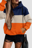 Pink Casual Print Patchwork Hooded Collar Tops