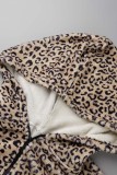Powder White Casual Living Print Patchwork Hooded Collar Regular Jumpsuits