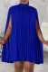 Blue Casual Solid Patchwork Fold Half A Turtleneck A Line Dresses