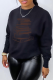 Black Plus Size Street Vintage Print Patchwork Letter O Neck Tops