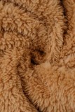 Camel Casual Solid Patchwork Hooded Collar Long Sleeve Two Pieces
