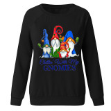 Grey Casual Print Santa Claus Basic O Neck Tops
