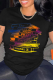 Black Street Simplicity Print Patchwork Letter O Neck T-Shirts