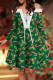 Green Sexy Print Bandage Patchwork Off the Shoulder A Line Dresses
