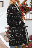 Red Casual Print Cardigan Outerwear