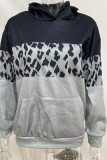 Pink Casual Print Patchwork Hooded Collar Tops