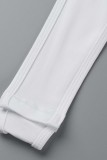 White Sexy Solid Hollowed Out Frenulum O Neck Skinny Romper