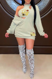 Pink Casual Print Patchwork V Neck Long Sleeve Two Pieces