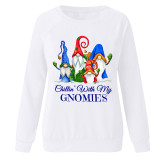 Grey Casual Print Santa Claus Basic O Neck Tops