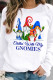 White Casual Print Santa Claus Basic O Neck Tops