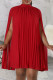 Red Casual Solid Patchwork Fold Half A Turtleneck A Line Dresses