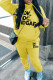 Yellow Casual Letter Print Basic Hooded Collar Long Sleeve Two Pieces
