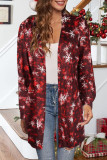 Red Casual Print Cardigan Outerwear