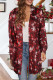 Red Casual Print Cardigan Outerwear