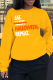 Yellow Street Simplicity Print Letter O Neck Tops