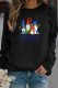 Black Casual Print Santa Claus Basic O Neck Tops