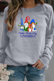 Grey Casual Print Santa Claus Basic O Neck Tops