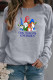 Grey Casual Print Santa Claus Basic O Neck Tops