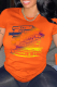 Orange Street Simplicity Print Patchwork Letter O Neck T-Shirts