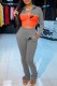 Grey Casual Print Patchwork Zipper Collar Long Sleeve Two Pieces