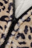 Powder White Casual Living Print Patchwork Hooded Collar Regular Jumpsuits