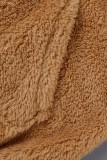Camel Casual Solid Patchwork Hooded Collar Long Sleeve Two Pieces