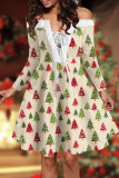 Red Sexy Print Bandage Patchwork Off the Shoulder A Line Dresses