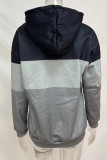 Pink Casual Print Patchwork Hooded Collar Tops