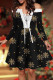 Black Sexy Print Bandage Patchwork Off the Shoulder A Line Dresses