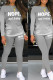 Grey Casual Print Patchwork O Neck Long Sleeve Two Pieces