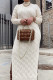 Apricot Casual Slit Mandarin Collar Dresses