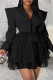 Black Casual Street Solid Patchwork Turn-back Collar A Line Dresses