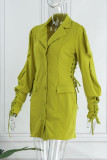 Purple Casual Solid Bandage Patchwork Buckle Turndown Collar Outerwear