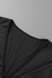 Black Casual Solid Bandage Patchwork V Neck Straight Jumpsuits