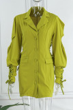 Purple Casual Solid Bandage Patchwork Buckle Turndown Collar Outerwear