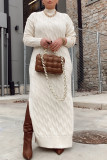 Apricot Casual Slit Mandarin Collar Dresses