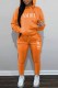 Orange Street Print Letter Hooded Collar Long Sleeve Two Pieces