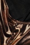Rose Gold Sexy Solid Patchwork V Neck Skinny Jumpsuits