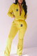 Yellow Casual Print Patchwork Zipper Long Sleeve Two Pieces