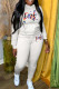 White Casual Print Patchwork Hooded Collar Long Sleeve Two Pieces