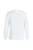 White Casual Cute Print Patchwork O Neck Tops