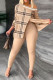 Khaki Sexy Daily Print Patchwork Slit Two Pieces