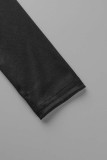 Black Casual Solid Bandage Patchwork V Neck Straight Jumpsuits